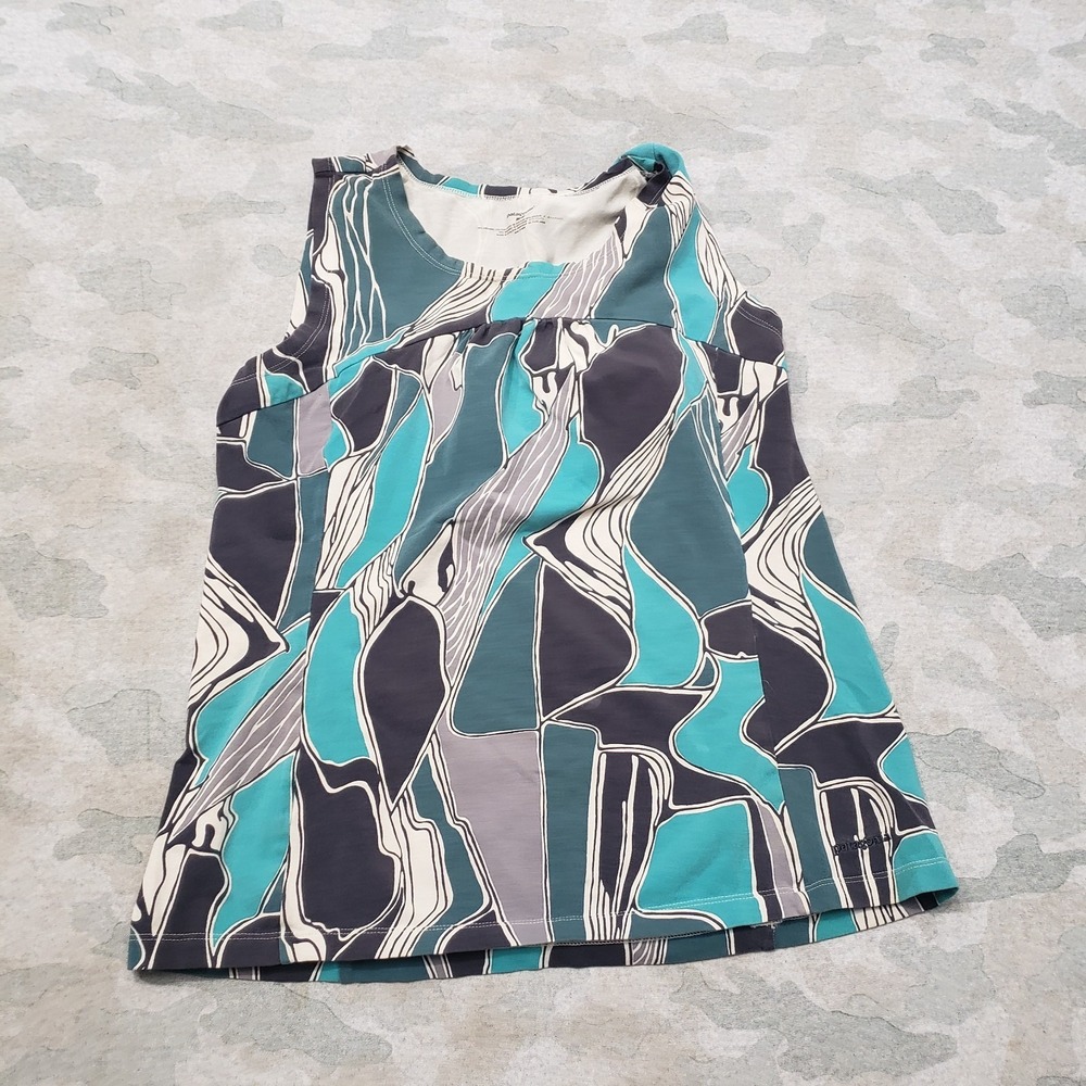 Patagonia Tank Top Womens Small Green Sleeveless Geo Outdoors Hiking Camp Travel